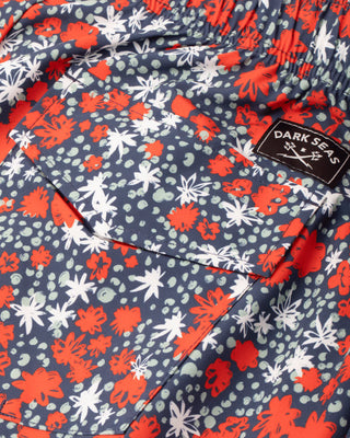Dark Seas Warwick Short in Navy/Red with elastic waist and volley short fit.