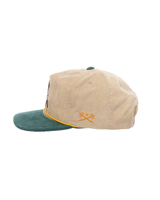 Dark Seas Loyal Hat in Khaki/Green with embroidered patch and snapback.

