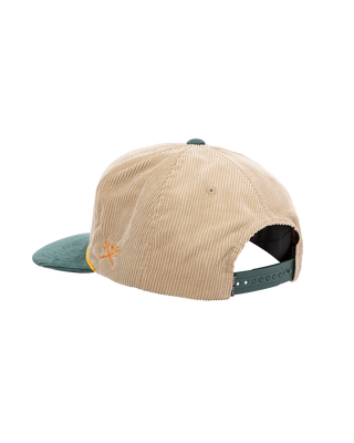 Dark Seas Loyal Hat in Khaki/Green with embroidered patch and snapback.

