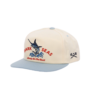 Cap with 'Dark Seas' logo and text on a white background