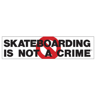 Santa Cruz Anti Sticker — "Skateboarding Is Not A Crime" bumper sticker, 10" x 2.25"