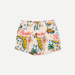 Duvin Florida 2.0 Swim Short in Antique with vintage Florida-inspired print and relaxed fit.
