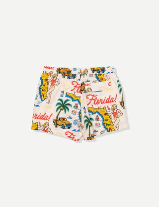 Duvin Florida 2.0 Swim Short in Antique with vintage Florida-inspired print and relaxed fit.