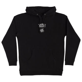 Back view of Santa Cruz Pokémon Power Dot Hooded Midweight Sweatshirt in black with a large Santa Cruz logo surrounded by colorful Pokémon type icons