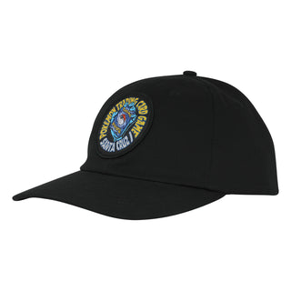Santa Cruz Pokémon TCG Hand Snapback Unstructured Hat in black with a curved brim and front patch showing a blue hand holding a Pokémon card
