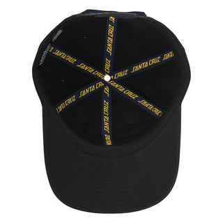 Santa Cruz Pokémon TCG Hand Snapback Unstructured Hat in black with a curved brim and front patch showing a blue hand holding a Pokémon card
