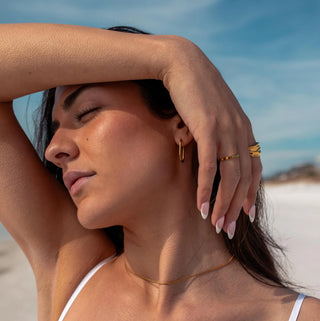 ALCO Halo necklace in 18K gold-plated 316L stainless steel with 15 inch chain and 2 inch extender.