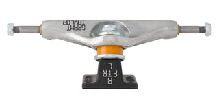 Independent Grant Taylor Pro Stage 11 Hollow Trucks with silver hanger, black baseplate, and orange cushions.