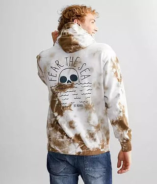 Roark Fear the Sea Hoodie in Khaki with crystal wash fleece and front pouch pocket.