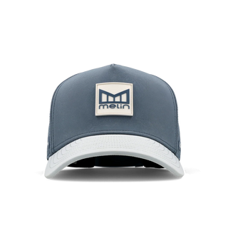 melin Odysea Stacked Hydro Hat in Clear Lake — hydrophobic crown panels, water repellant, floatable, and breathable with moisture-wicking lining and hidden besom pocket