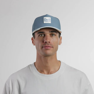 melin Odysea Stacked Hydro Hat in Clear Lake — hydrophobic crown panels, water repellant, floatable, and breathable with moisture-wicking lining and hidden besom pocket