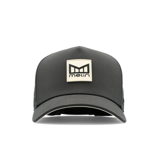 melin Odysea Stacked Hydro Hat in Faded Black — hydrophobic crown panels, water repellant, floatable, and breathable with moisture-wicking lining and hidden besom pocket