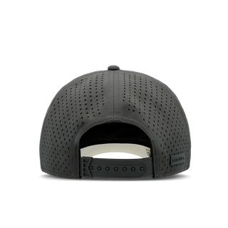 melin Odysea Stacked Hydro Hat in Faded Black — hydrophobic crown panels, water repellant, floatable, and breathable with moisture-wicking lining and hidden besom pocket