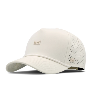 melin Odysea Rope Bulls Icon Hydro Hat in Egret — curved visor, high-crown trucker style with water-friendly, floatable HYDRO performance and moisture-wicking lining