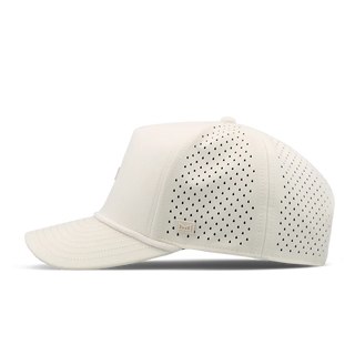 melin Odysea Rope Bulls Icon Hydro Hat in Egret — curved visor, high-crown trucker style with water-friendly, floatable HYDRO performance and moisture-wicking lining