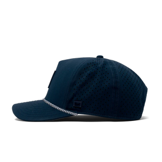 melin Odysea Rope Bulls Icon Hydro Hat in Navy — curved visor, high-crown trucker style with water-friendly, floatable HYDRO performance and moisture-wicking lining