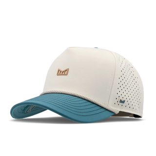 melin Odysea Rope Bulls Icon Hydro Hat in Riverwalk — curved visor, high-crown trucker style with water-friendly, floatable HYDRO performance and moisture-wicking lining