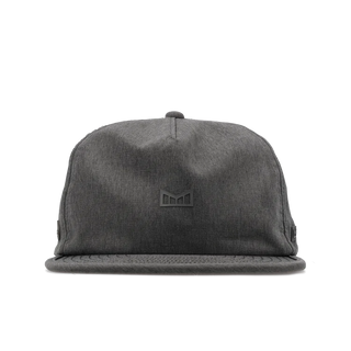 melin Eagle Hydro Hat in Heather Charcoal — unstructured crushable crown, Cloud Visor Core, coated HYDRO rear panel ventilation, moisture-wicking lining, and hidden besom pocket

