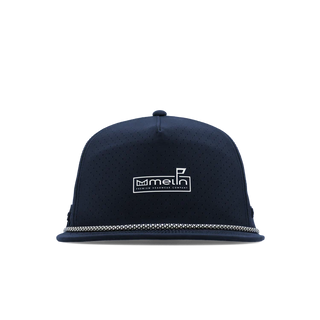 melin Coronado Links Hydro Hat in Navy — MagnaLink ball marker, 4-Way Stretch, Microperf panels, water repellent, antimicrobial, moisture-wicking, built for the golf course