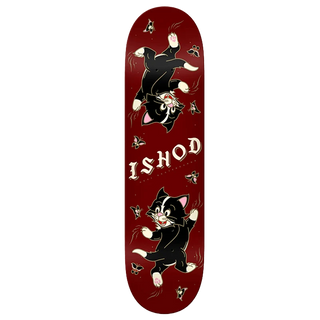 Real Skateboards Ishod Wair Kitten Scratch Twin Tail Deck, 8.25" — symmetrical twin tail shape, 7-ply North American maple construction, Kitten Scratch graphic