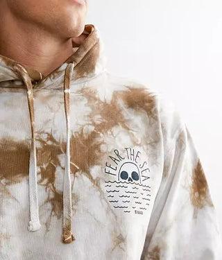 Roark Fear the Sea Hoodie in Khaki with crystal wash fleece and front pouch pocket.