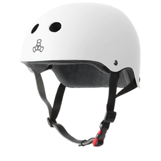 Triple 8 Certified Sweatsaver Helmet in white, with high-impact absorbing foam and plush fabric.