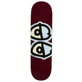 Krooked Team Eyes Skateboard Deck in Maroon, 8.75" — traditional maple construction, hand-measured, 32.62" length, 14.62" wheelbase, 7.00" nose, 6.75" tail