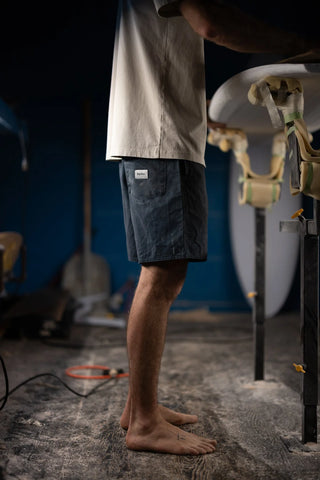 Rhythm Breeze Jam Shorts in Vintage Navy, 100% cotton 20 inch box jam with widened leg silhouette and standard Rhythm trims