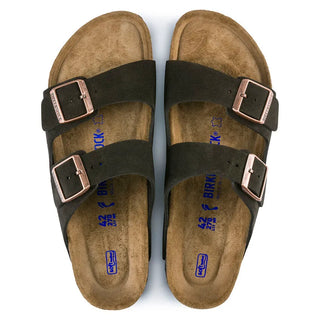 Mocha Birkenstock Arizona sandals with soft footbed, suede upper, and adjustable straps.