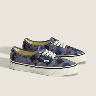 Vans LX Authentic shoes in Duck Camo Lavender with lightweight canvas upper, higher sidewall with gloss finish, Sola Foam ADC insole, signature waffle outsole, and vulcanized build