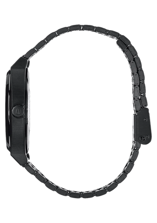 Nixon Time Teller All Black analog watch with stainless steel bracelet and minimalist black dial.