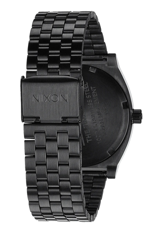 Nixon Time Teller All Black analog watch with stainless steel bracelet and minimalist black dial.