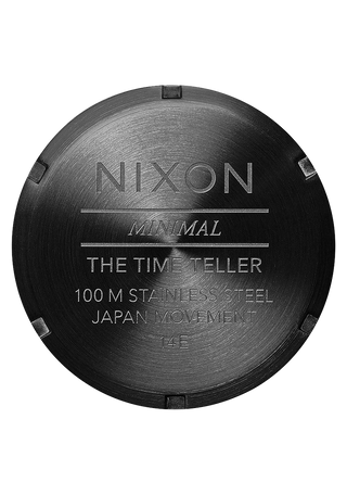 Nixon Time Teller All Black analog watch with stainless steel bracelet and minimalist black dial.