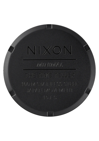 Nixon Time Teller Matte Black/Gold analog watch with black stainless steel bracelet and gold-tone dial accents.