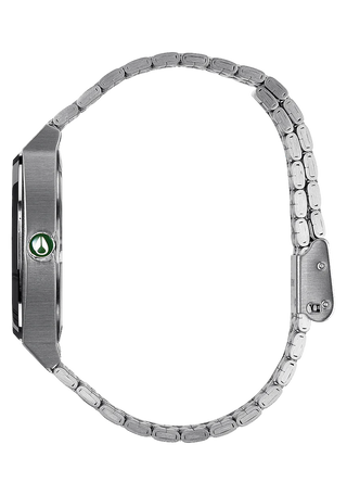 Nixon Time Teller Green Sunray analog watch with stainless steel bracelet and green sunray dial.