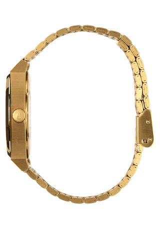 Nixon Time Teller All Gold analog watch with gold stainless steel bracelet and matching minimalist dial.