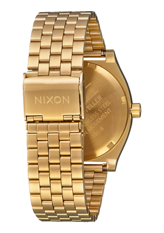An image of the Nixon Time Teller All Gold watch, showcasing its sleek gold design and stainless steel bracelet.