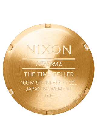 Nixon Time Teller 4th Dimension Gold/Vintage White watch with gold stainless steel bracelet and vintage white dial.