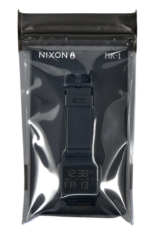 Nixon Regulus MK-1 All Black digital watch with negative LCD display and black TPU strap.