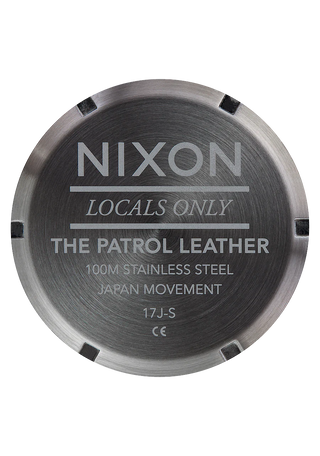 Nixon Patrol Leather Watch, Gunmetal/Gold case, 24-hour inner bezel, genuine leather band, and durable construction.