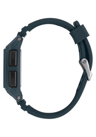 Nixon Base Tide Pro Watch in Dark Slate, ideal for surfers, displaying tide information and made from recycled ocean plastics.