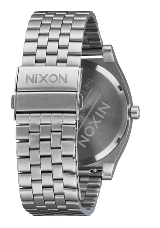 Nixon Time Teller Solar in Silver Jade Sunray - Iconic watch with a larger 40mm case, quick-release 5-link bracelet, and 100m waterproof rating.