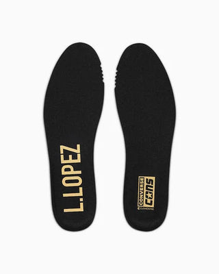 Black insole with 'L. LOPEZ' branding on a white background