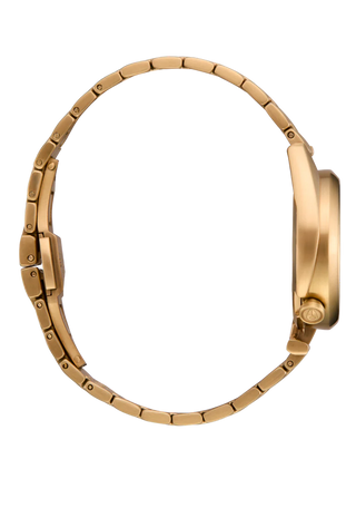 Nixon Eddy All Gold/Gold analog watch with gold-tone stainless steel bracelet and matching gold dial.