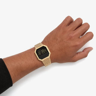 Nixon Re-Run Gold Watch, Vintage-inspired Re-Run digital watch in gold.