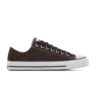 Converse CONS Chuck Taylor All Star Pro skate shoes in Walnut, durable suede upper with CX foam cushioning, elastic tongue bands, CONS traction rubber outsole, and classic Chucks aesthetic
