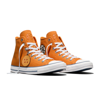 Converse Chuck Taylor All Star Dragon Ball Z — classic canvas upper with Goku ankle patch, Dragon Ball charm, and cobranded details
