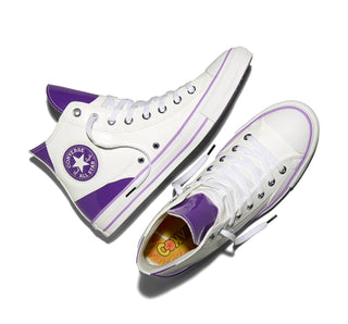 Converse Dragon Ball Z Chuck Taylor All Star Frieza in Lucent White/Tillandsia Purple — mixed material upper with limited-edition tongue, color-popped outsole, and cobranded details