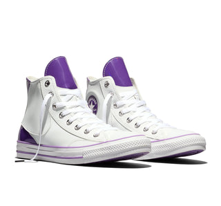 Converse Dragon Ball Z Chuck Taylor All Star Frieza in Lucent White/Tillandsia Purple — mixed material upper with limited-edition tongue, color-popped outsole, and cobranded details