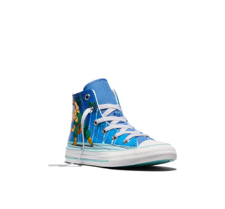 Converse Dragon Ball Z Chuck Taylor All Star Fusion in Leisure Time/White/Lapis Blue — textile upper with color-popped outsole, custom ankle patches, and cobranded details